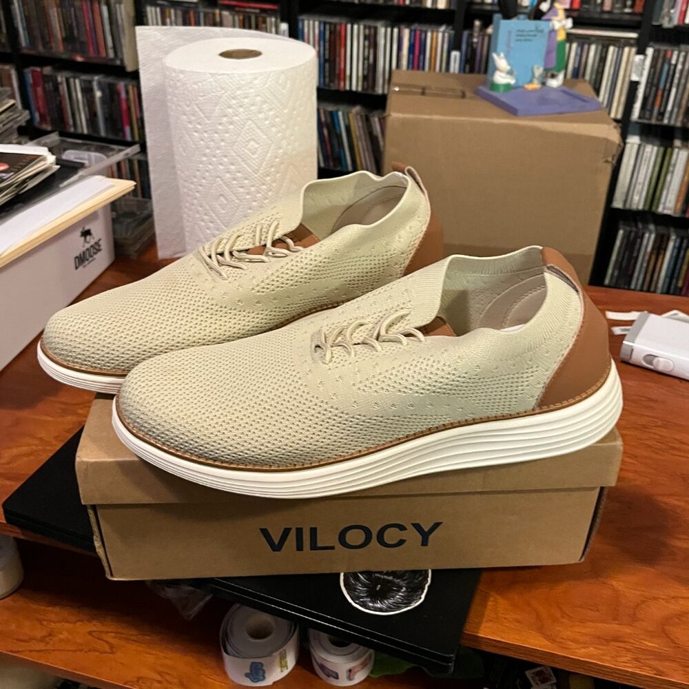 NEW Men’s Vilocy Casual Knit Dress Oxfords in‎ Beige/Tan Size 11 NIB